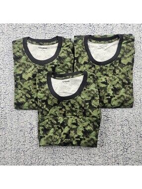 3 X Goodthreads Men's M Short-Sleeve Crewneck Cotton T-Shirt Green Blurred Camo